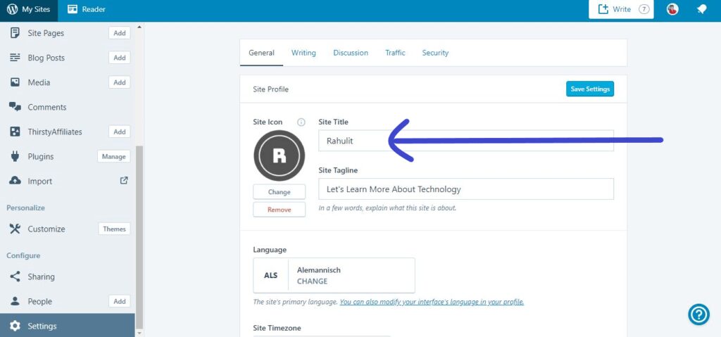 How to Change Site title in WordPress